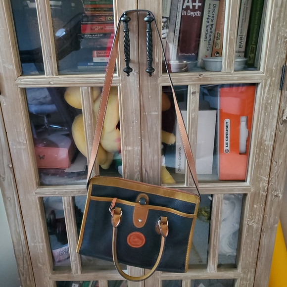 Dooney & Bourke Black Satchel with Tan Trim / All Weather Leather - Picture 4 of 16